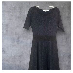Boden Blue Midi Dress Modern Sophistication fit & flare, shimmer metallic 10R